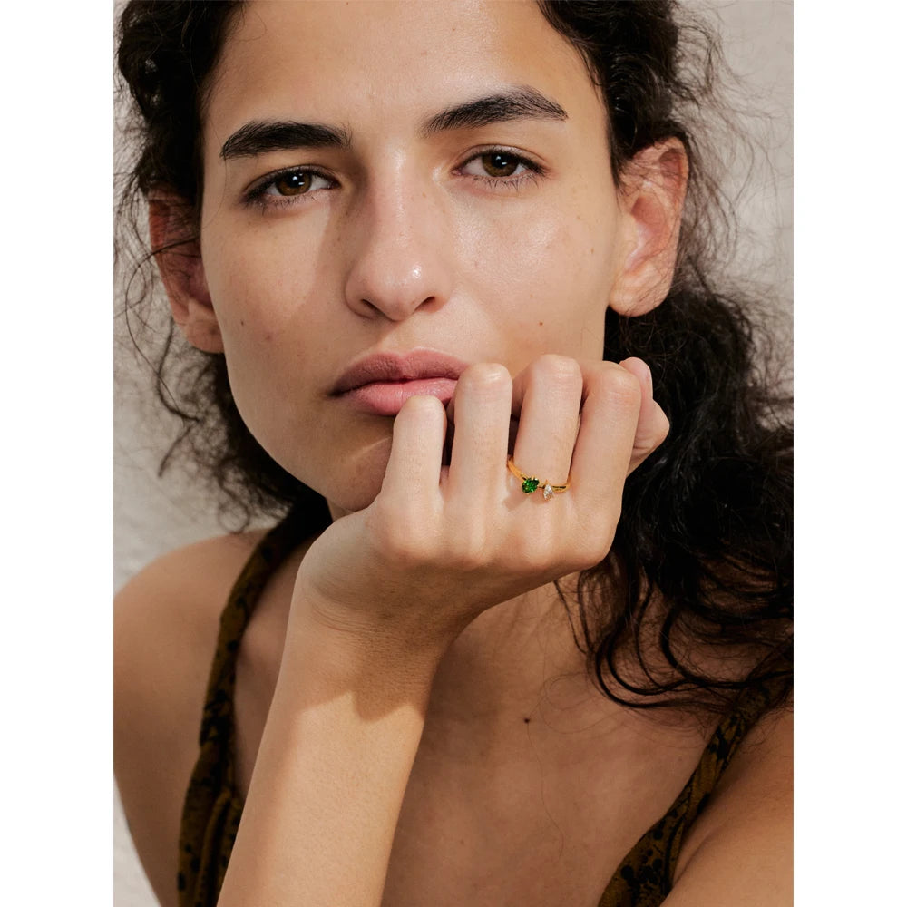 Yhpup tamanho 678 moda chique zircônia cúbica anel fino presente tendência 316 aço inoxidável coreano dedo jóias feminino pvd banhado