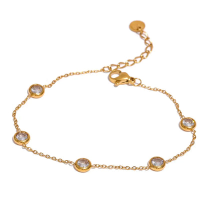 Pulseira Cristal com Zircônia Cúbica Banhada a Ouro | Zalzani