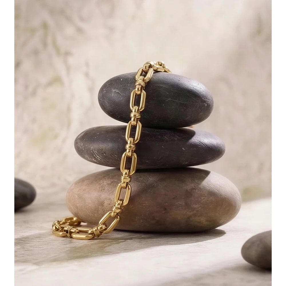 Pulseira de Aço Inoxidável Yhpup, Corrente de Metal de Alta Qualidade, Joia de Pulso Personalizada e à Prova d'Água para Mulheres