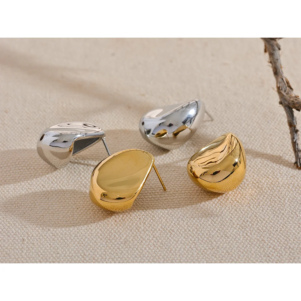 Yhpup novo suave 316l aço inoxidável criativo geométrico oco brincos feminino 18k banhado a ouro metal jóias à prova dwaterproof água