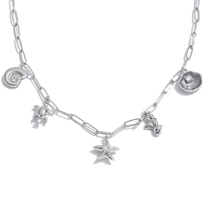 Colar Concha e Estrela-do-mar com Zircônia - Zalzani