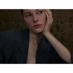 Yhpup delicado zircônia cúbica flor corrente fina pulseira de aço inoxidável à prova de ferrugem escritório senhoras chique jóias novo presente