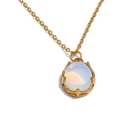 Colar com Opala Natural Banhado a Ouro | Zalzani