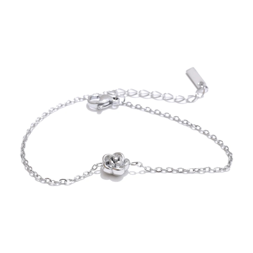 Conjunto de Joias Rosa com Flor Banhado a Ouro | Zalzani