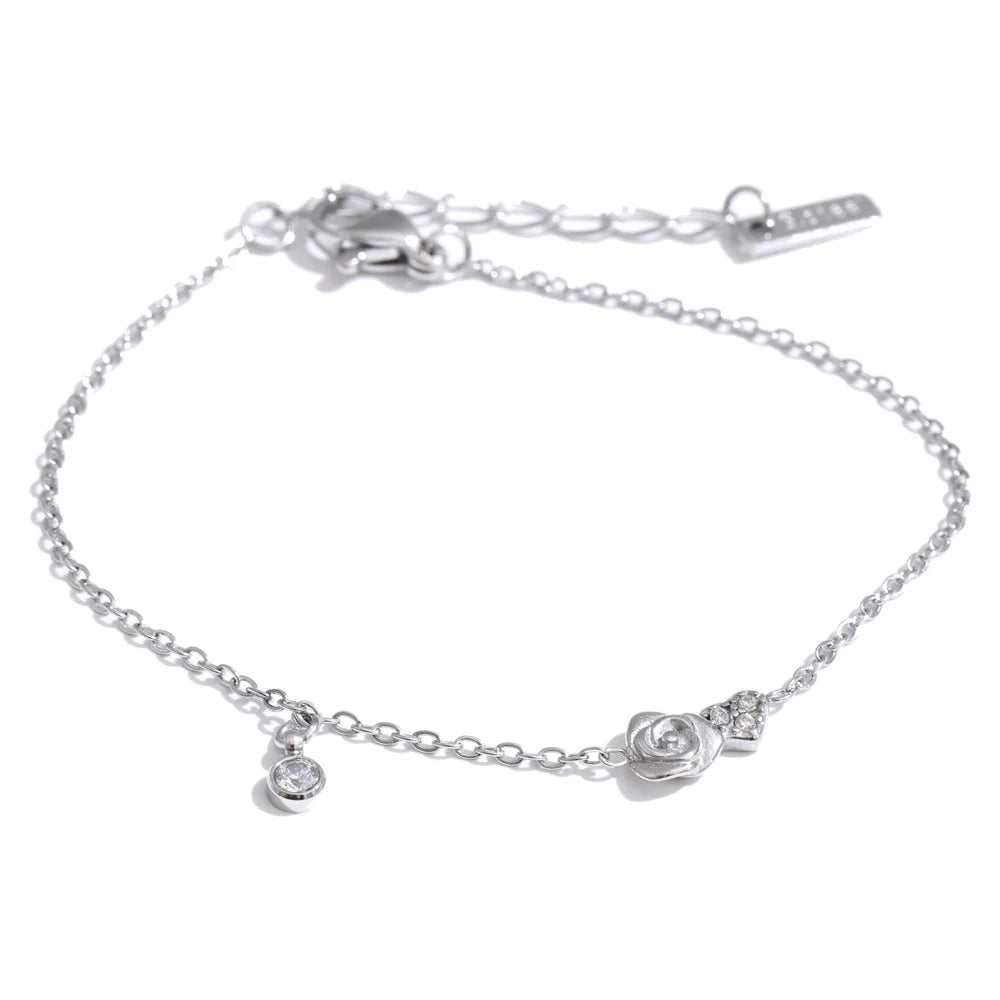 Pulseira Fina em Aço Inoxidável com Zircônia - Zalzani Joias