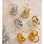 Yhpup novo aço inoxidável multi círculo redondo brincos 2025 à prova dwaterproof água diariamente recomendar moda atraente feminino jóias presente