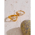 Yhpup tamanho 6 7 8 delicado brilhante cnc zircônia cúbica anel de alta qualidade 18k ouro pvd banhado a aço inoxidável dedo jóias presente