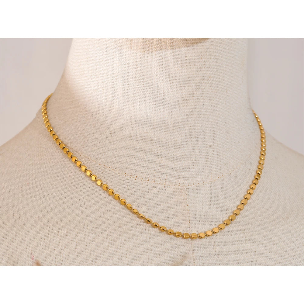 Yhpup requintado aço inoxidável brilhante quadrado corrente colar novo estilo 18k real banhado a ouro jóias de moda diária