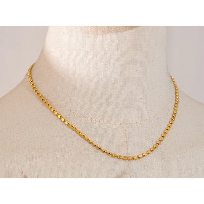 Yhpup requintado aço inoxidável brilhante quadrado corrente colar novo estilo 18k real banhado a ouro jóias de moda diária